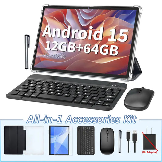 Android15 Tablet 10.1",2-in-1 PortableDevice, 12GB RAM,Holiday Gift