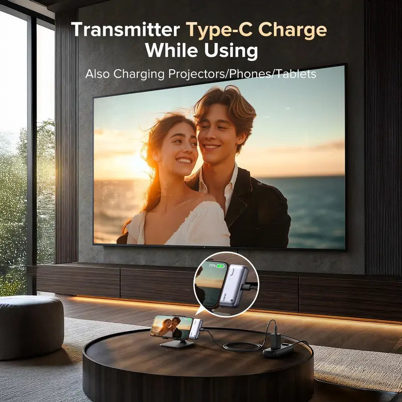 Type-C Wireless HDMI Transmitter & Receiver, 50M Range, 4K Decode, 1080P@60Hz, Plug & Play