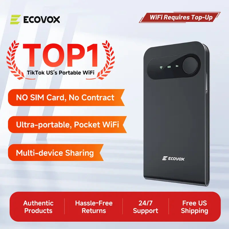 4G LTE Mobile WiFi Hotspot, No SIM or Contract, Connect up to 9 Devices, Portable Travel Internet