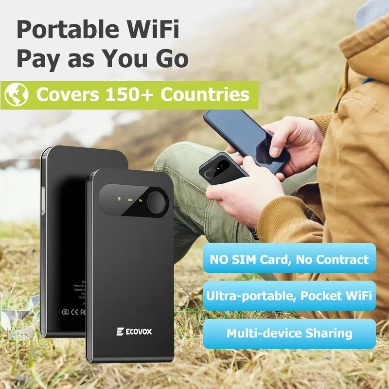 4G LTE Mobile WiFi Hotspot, No SIM or Contract, Connect up to 9 Devices, Portable Travel Internet