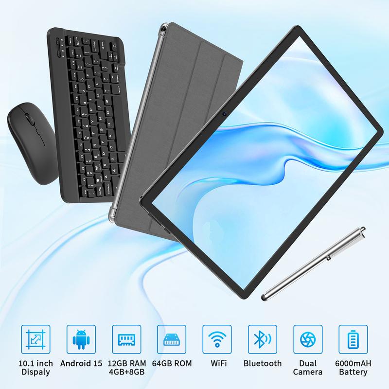 Android15 Tablet 10.1",2-in-1 PortableDevice, 12GB RAM,Holiday Gift
