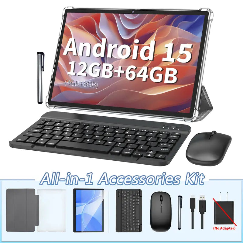 Android15 Tablet 10.1",2-in-1 PortableDevice, 12GB RAM,Holiday Gift